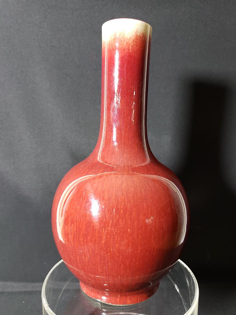 Chinese oxblood vase 19th Century Sang De Beouf vase: Chinese oxblood vase 19th Century. Measures 9 1/4" Tall.