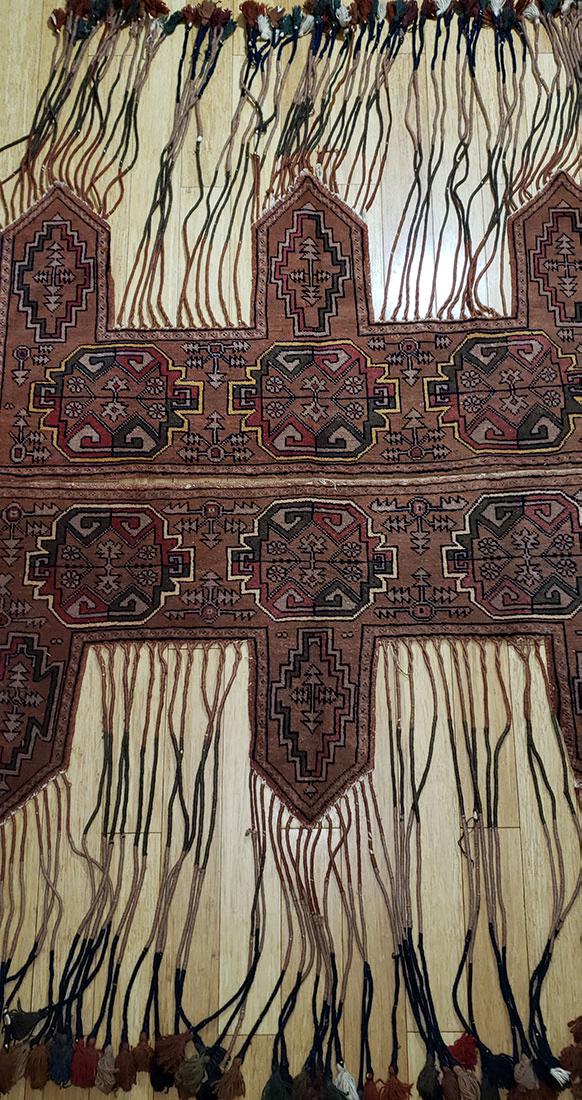 2 Antique middle eastern rug possibly for a horse: Antique middle eastern rug possibly for a horse. Measures 48" x 39"