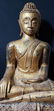 Lg Antique Gilt Bronze Polychrome Temple Buddha 19 C - 8
