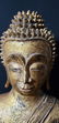 Lg Antique Gilt Bronze Polychrome Temple Buddha 19 C - 9