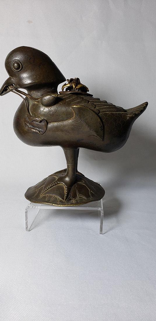 Antique Chinese Bronze Duck Censer 18-19 c: Antique Chinese Bronze Duck Censer 18-19 c. Measures 7" x 7" x 4"