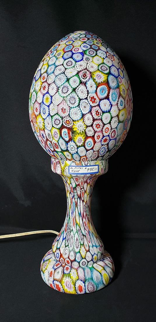 A Fine Murano Millifiori Art Glass Lamp: A Fine Murano Millifiori Lamp. Measures 17" t ( needs rewired)