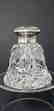 Large ABP Wilcox Signed Cut Glass & Sterling Inkwell