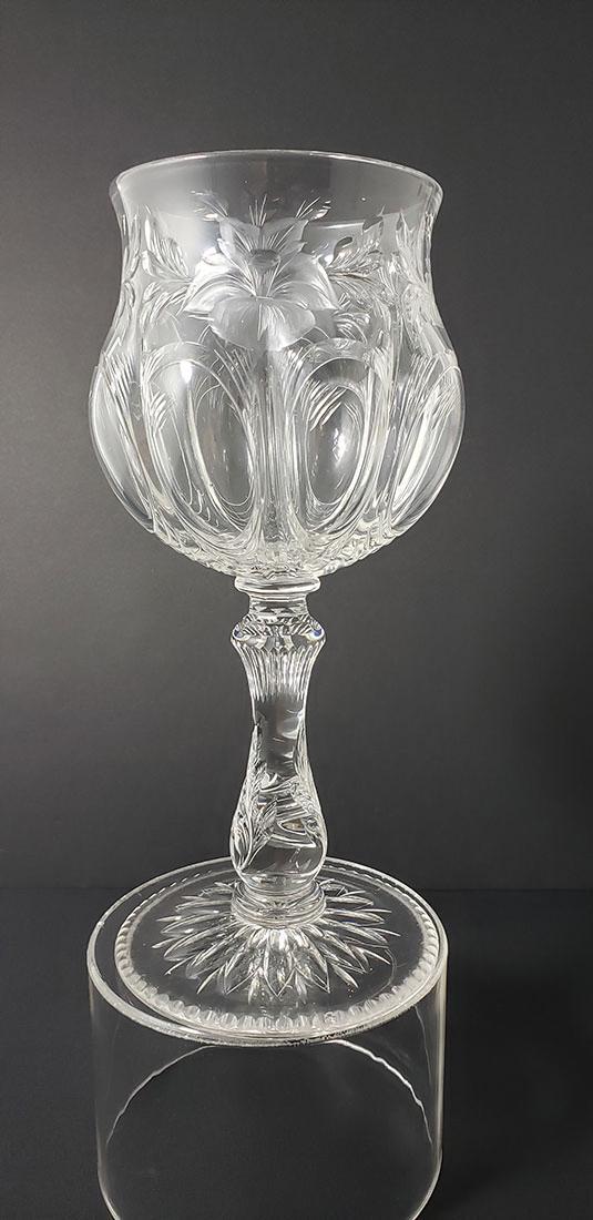 American Brilliant Period Engraved Cut Glass Chalice: American Brilliant Period Engraved Cut Glass Chalice. Measures 11 1/4"