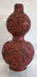 Lg Finely Carved Chinese Cinnabar Gourd Vase 19 C Mark