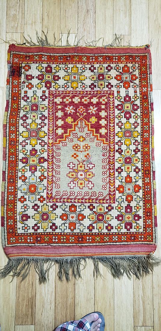 Antique Persian Prayer Rug 19 Century: Antique Persian Prayer Rug 19 Century. Measures 44" x 31 1/2"