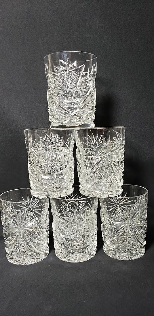 Lot 6 American Brilliant Period Cut Glass Tumblers: Lot 6 American Brilliant Period Cut Glass Tumblers. Measures 3 3/4"