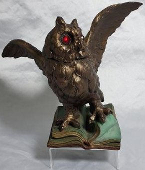 Victorian Owl Inkwell Signed: Victorian Owl Inkwell Signed Measures 9 1/4" x 11 1/2"