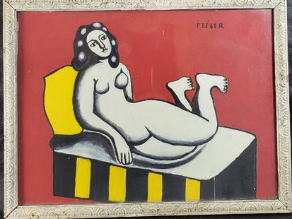 Signed F Leger Nude Study Gouache painting with Labels: Signed Fernand Leger (1881-1955) Nude Study painting with Labels. Measures 12" x 16". This painting was purchased from a dealer in Denver Colorado. There are some labels affixed to the back seen in pi