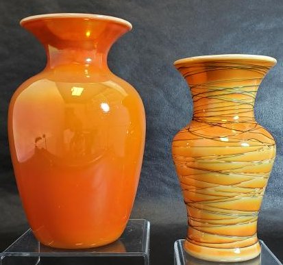 2 Antique Imperial Art Glass Lead Lustre Vases 1925: Imperial Art Glass Lead Lustre Vases 1925 Measures 7 1/2" & 6 3/4" (small vase is rare)