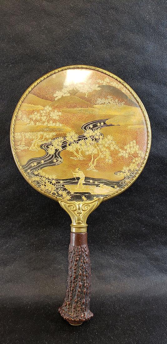 Antique Japanese Had Mirror 19 century: Antique Japanese Had Mirror. Measures 9.5" , Mirror 5 1/4".