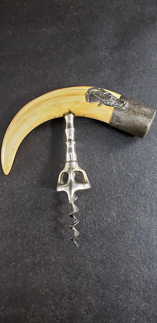 Antique Wine Bottle Opener Sterling Silver Mount 19 c: Antique Wine Bottle Opener Sterling. Measures 6"