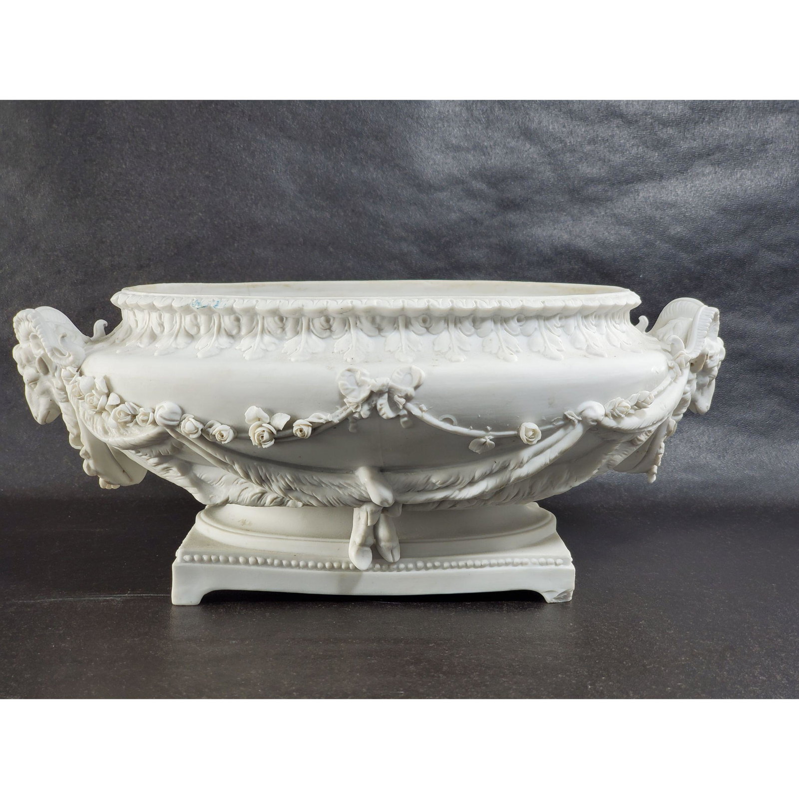 Antique Volkstedt Parian Ware Centerpiece Bowl 19th C: Antique Volkstedt Parian Ware Centerpiece Bowl 19th C. Measures 12" x 7" x 5"
