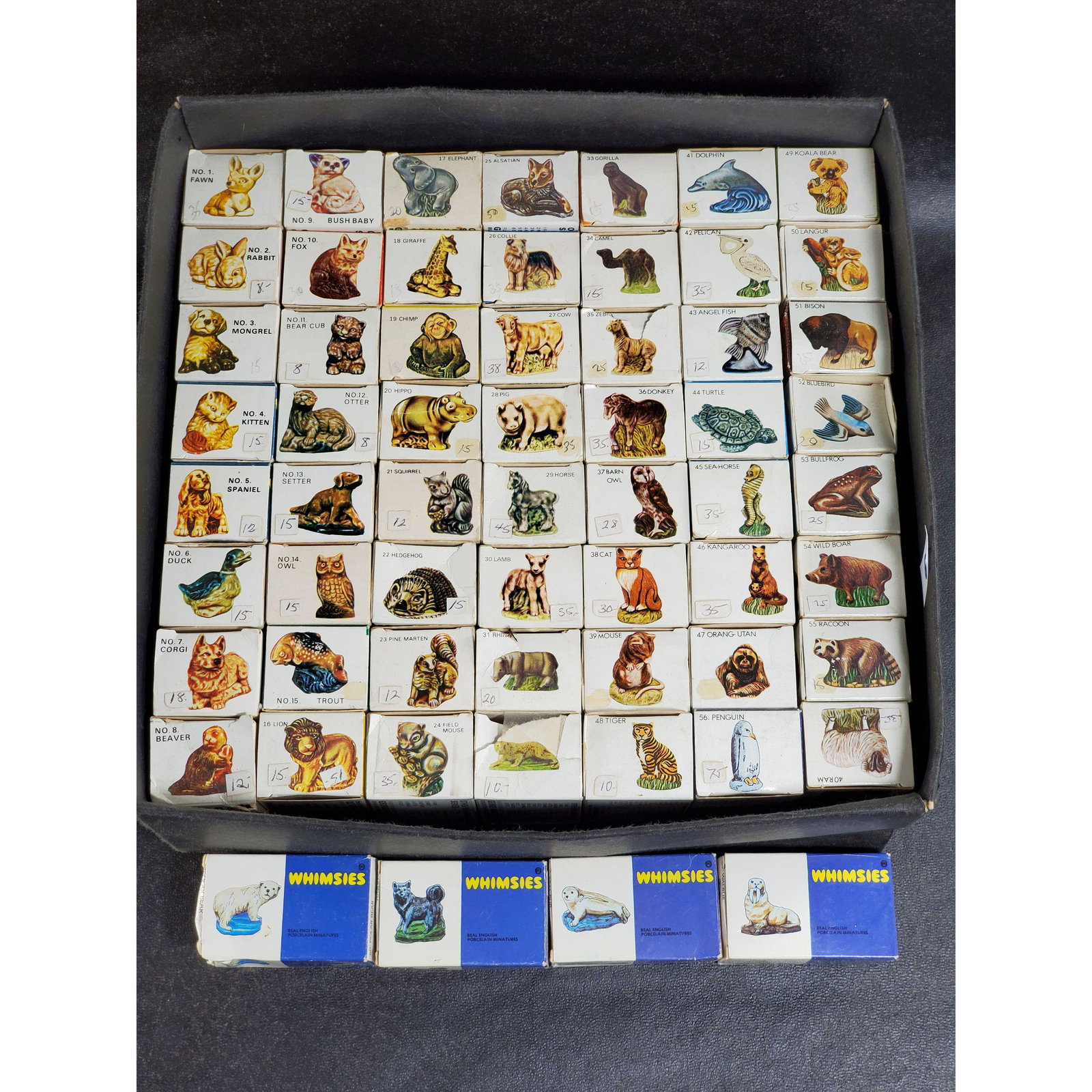 Complete set Of 60 Wade Whimsies In Original Boxes: Complete set Of 60 Wade Whimsies In Original Boxes
