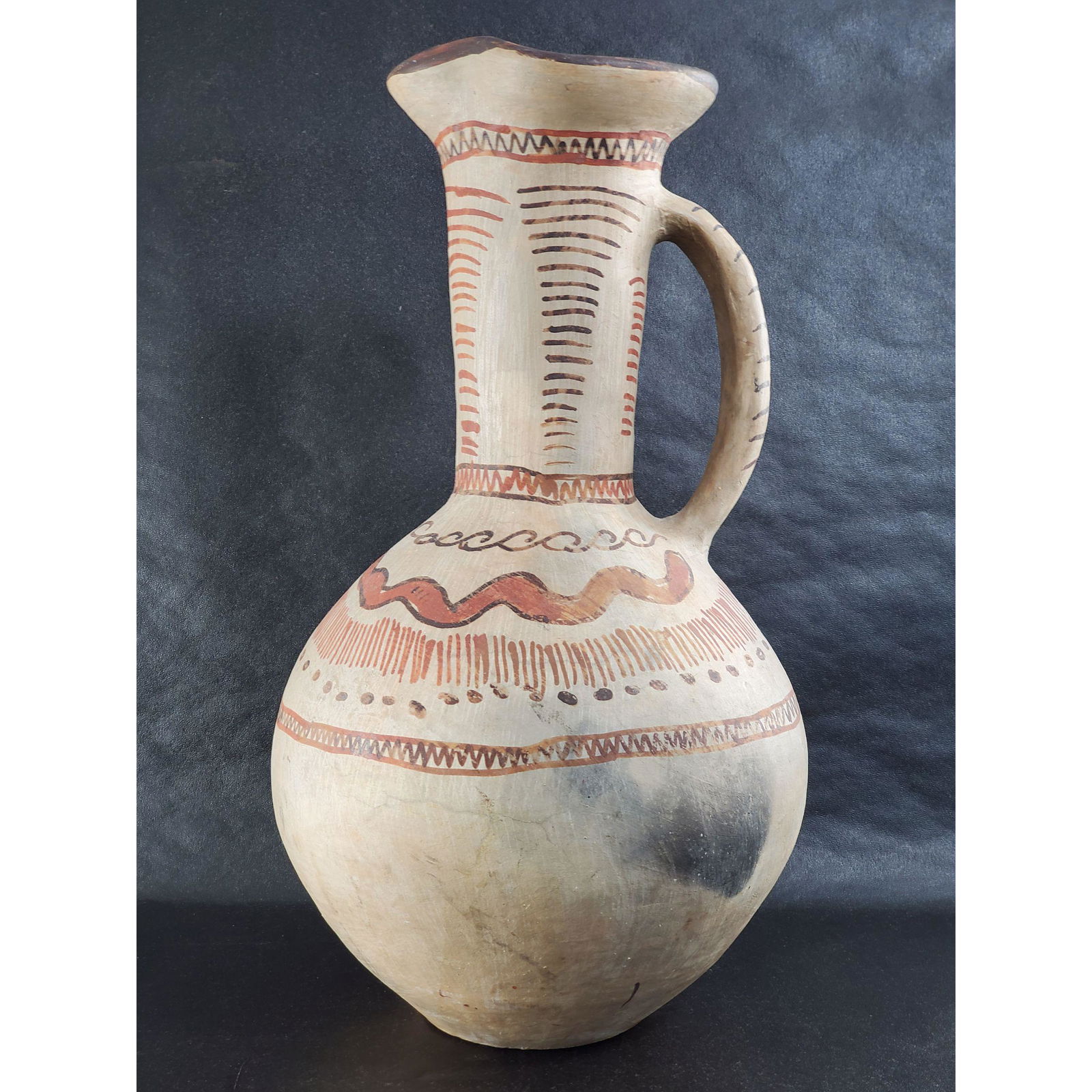 Lg Antique Native American Pottery Pitcher Polychrome: Antique Native American Pottery Pitcher Polychrome Paint. Measures 16 3/4" Tall