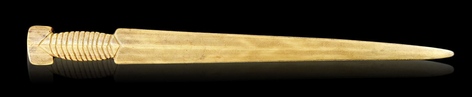 Antique Fossilized Inuit Whale Bone Carved Weapon 19 c: Antique Fossilized Inuit Whale Bone Carved Weapon 19 c. Measures 27.5" x 2.5" x .5"