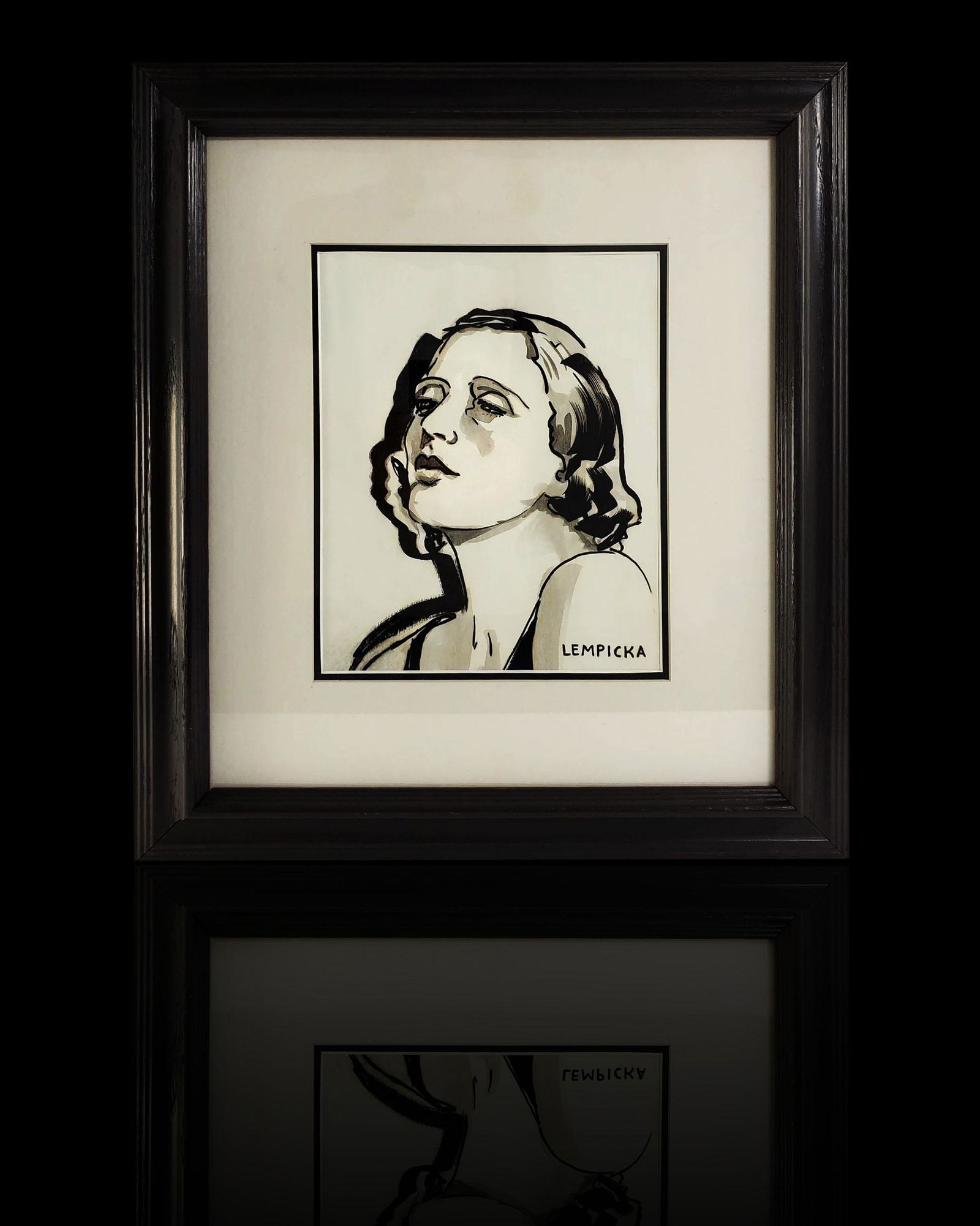 Tamara De Lempicka 1898-1980 Portrait of a lady: Tamara De Lempicka 1898-1980 Portrait of a lady gouache painting. Measures 7 3/4" x 9 3/4"