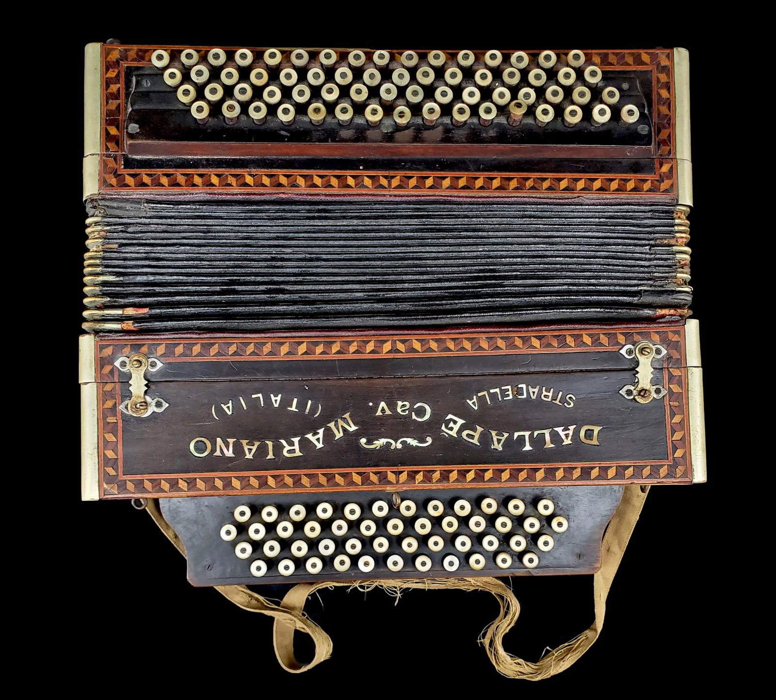 Antique Accordion: Antique Accordion. Measures 13" x 13.5" x 8.5"