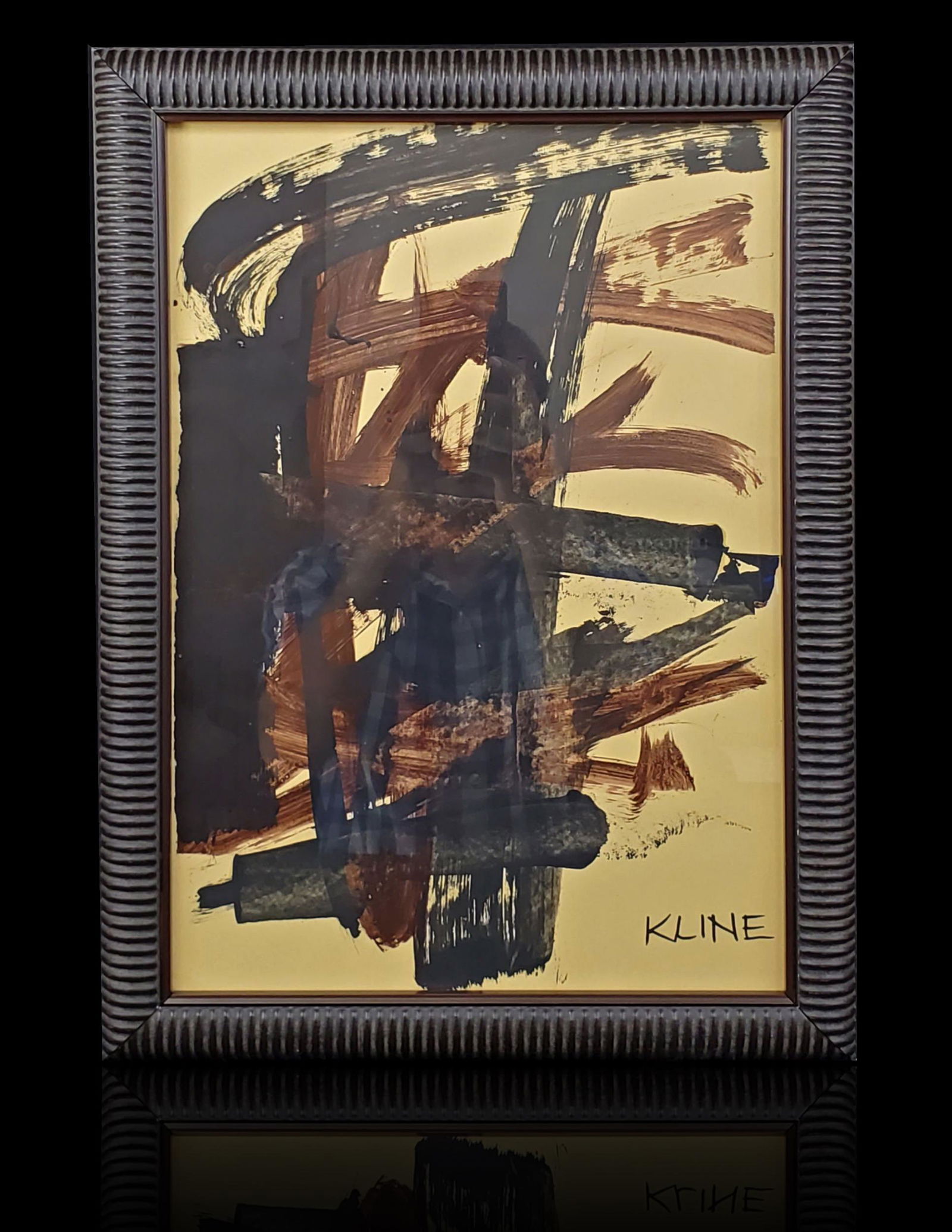 Abstract Painting, signed Kline, oil on paper: Abstract Painting, signed Kline, oil on paper. Measures 11" x 16".Franz Josef Kline (1910-1962)Franz Josef Kline was active/lived in New York, Massachusetts. Franz Kline is known for their action, abs