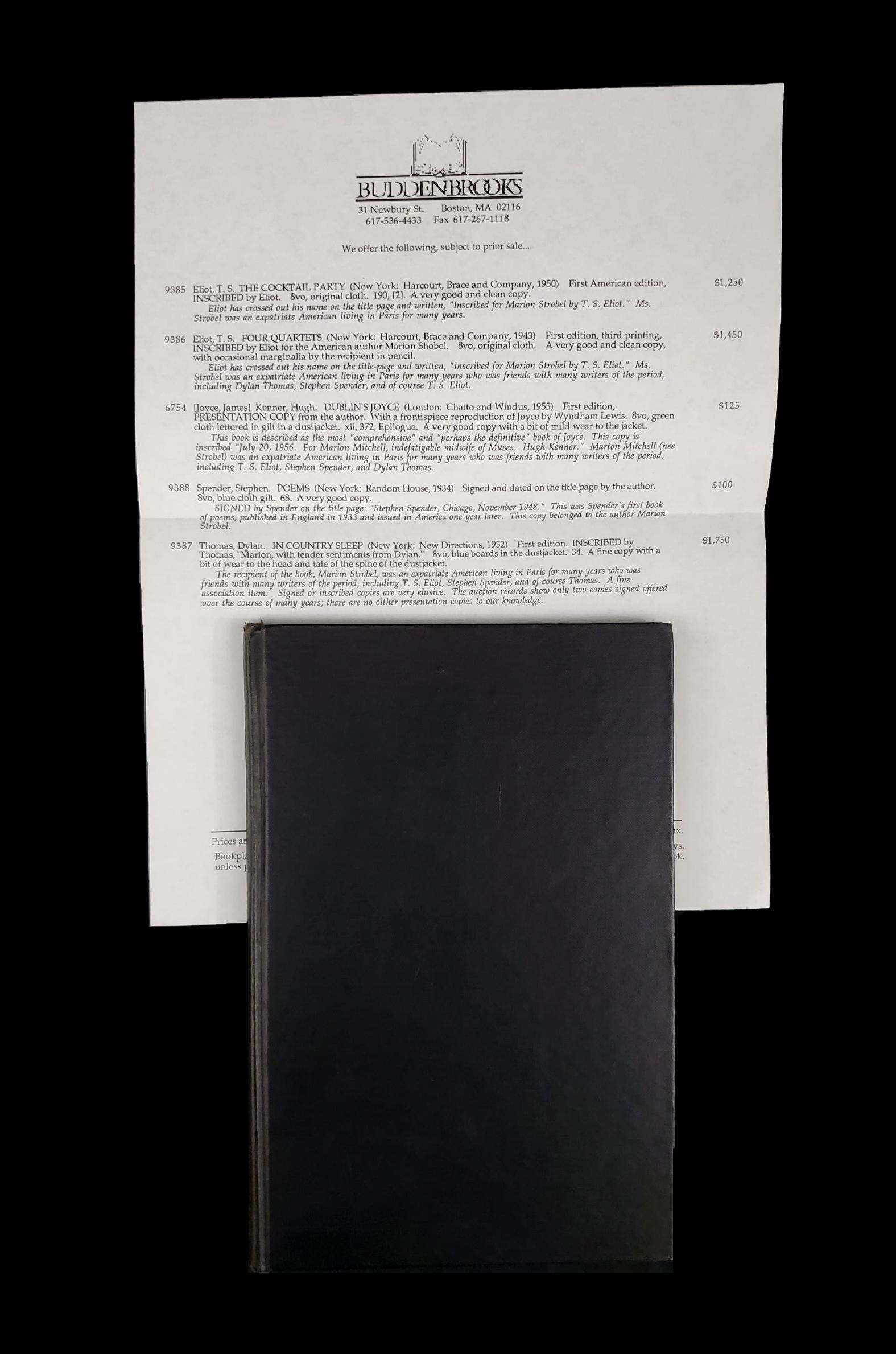 T.S Eliot, 4 QUARTETS Signed By Him 1943 V Fine (1 of 11)