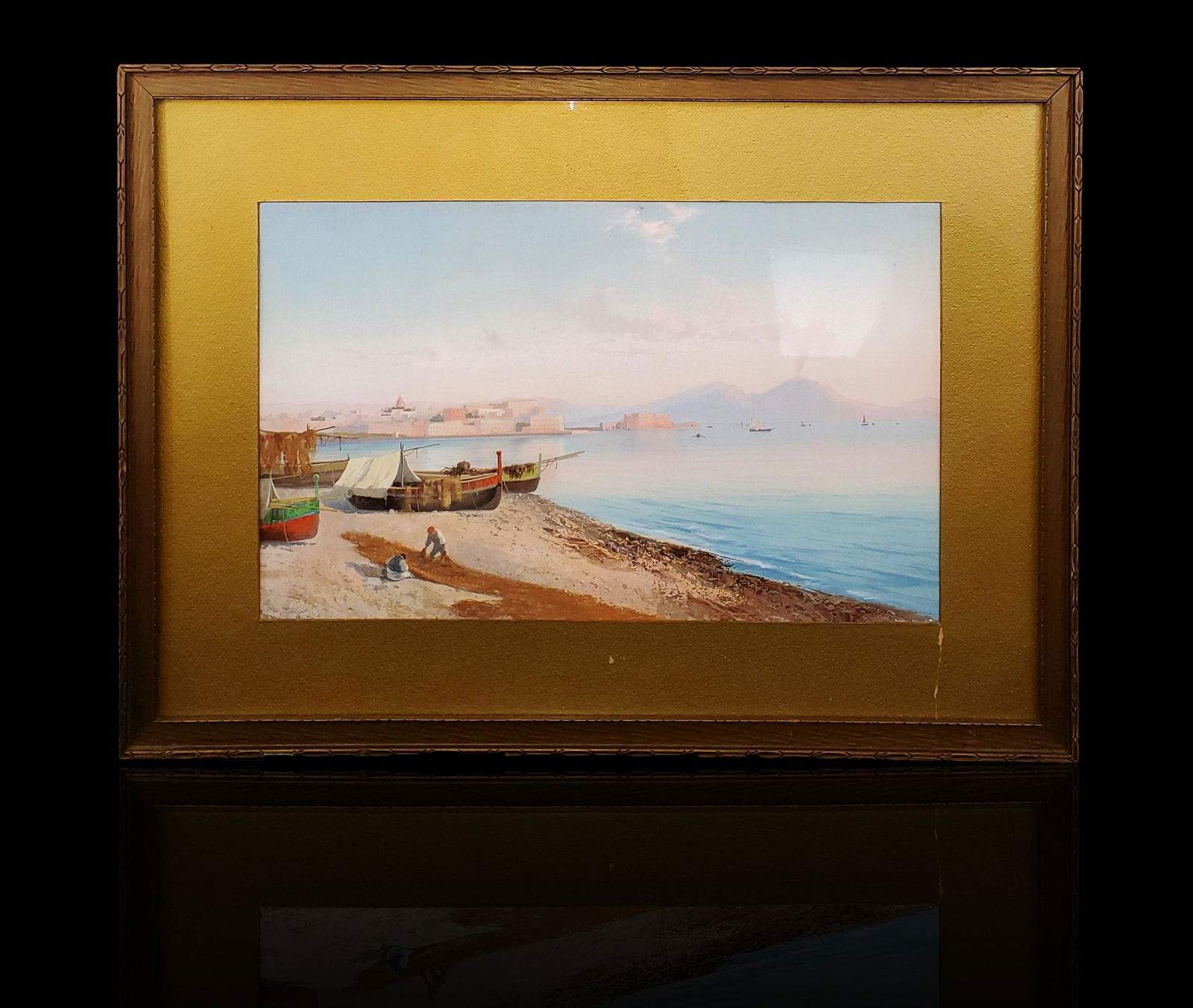 Signed watercolor seascape landscape painting (1 of 20)