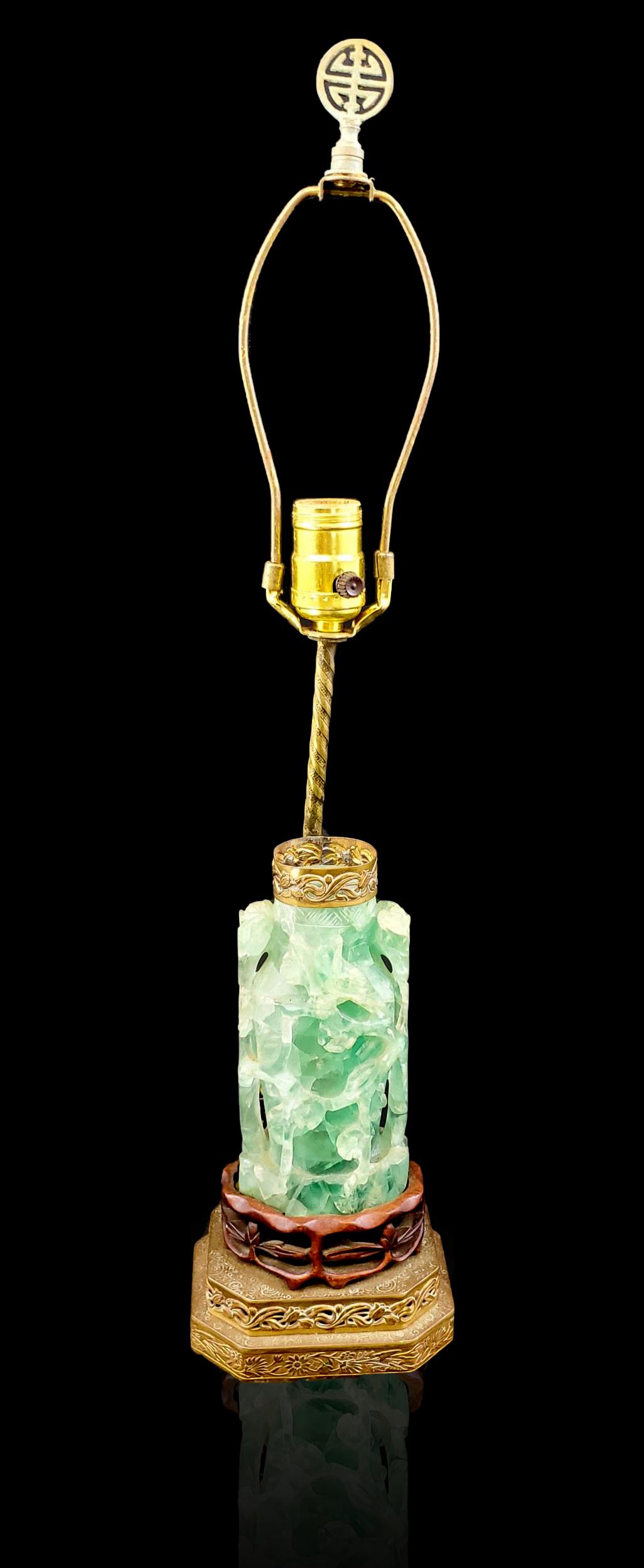 Antique Chinese quartz fluoride hand carved lamp (1 of 20)