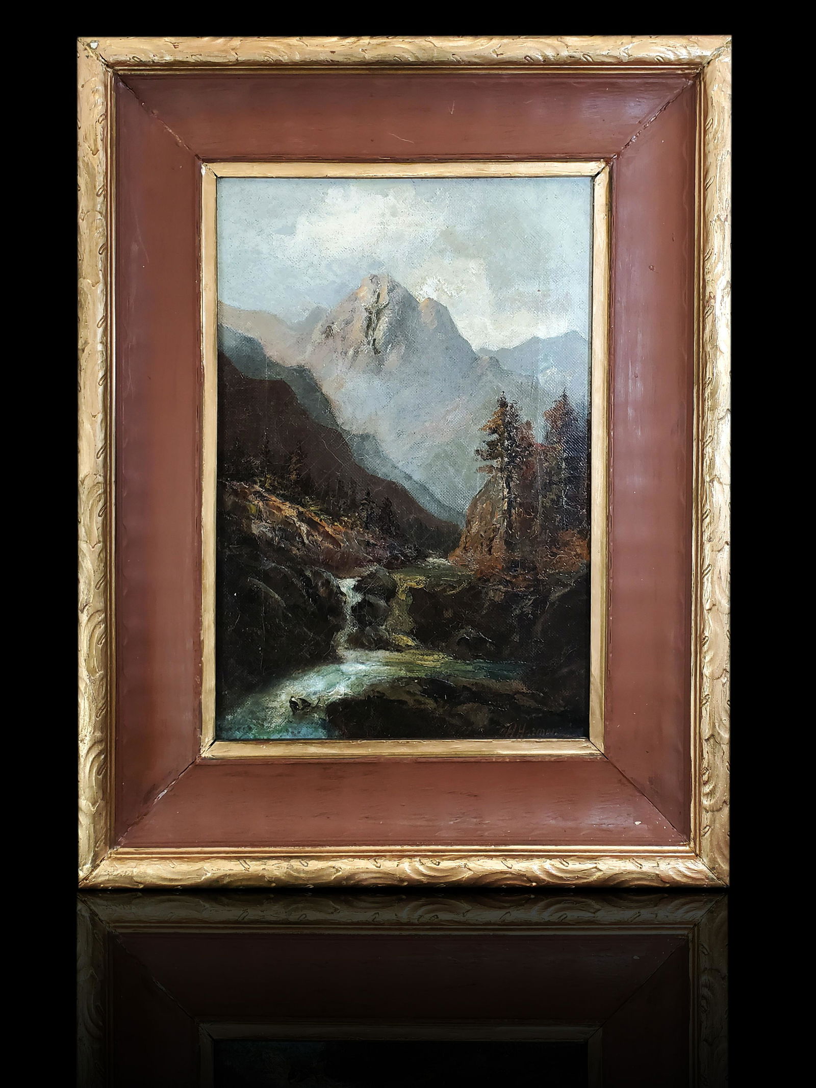 Antique O/C landscape painting 19th c Signed (1 of 17)