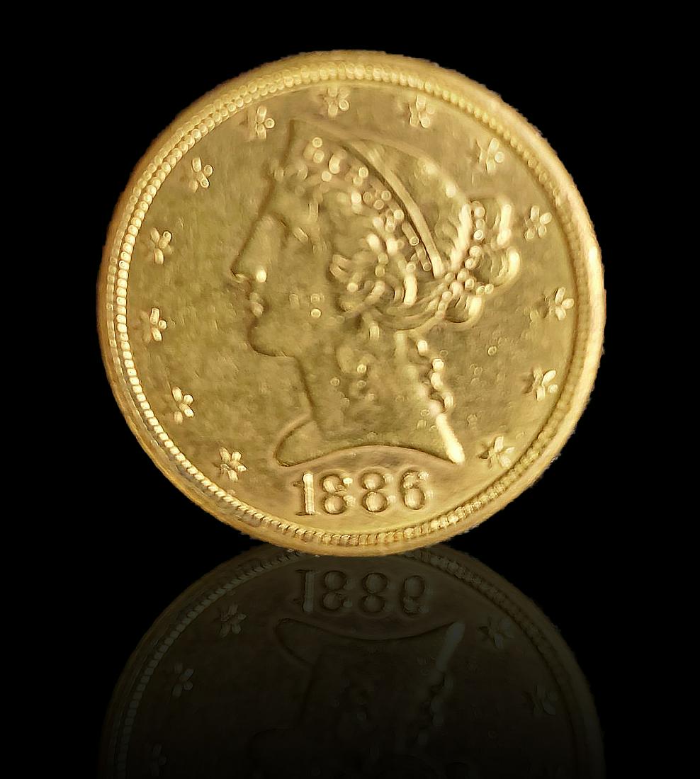 Liberty Head Gold Coin 1/2 Eagle 1886 8 Grams (1 of 7)