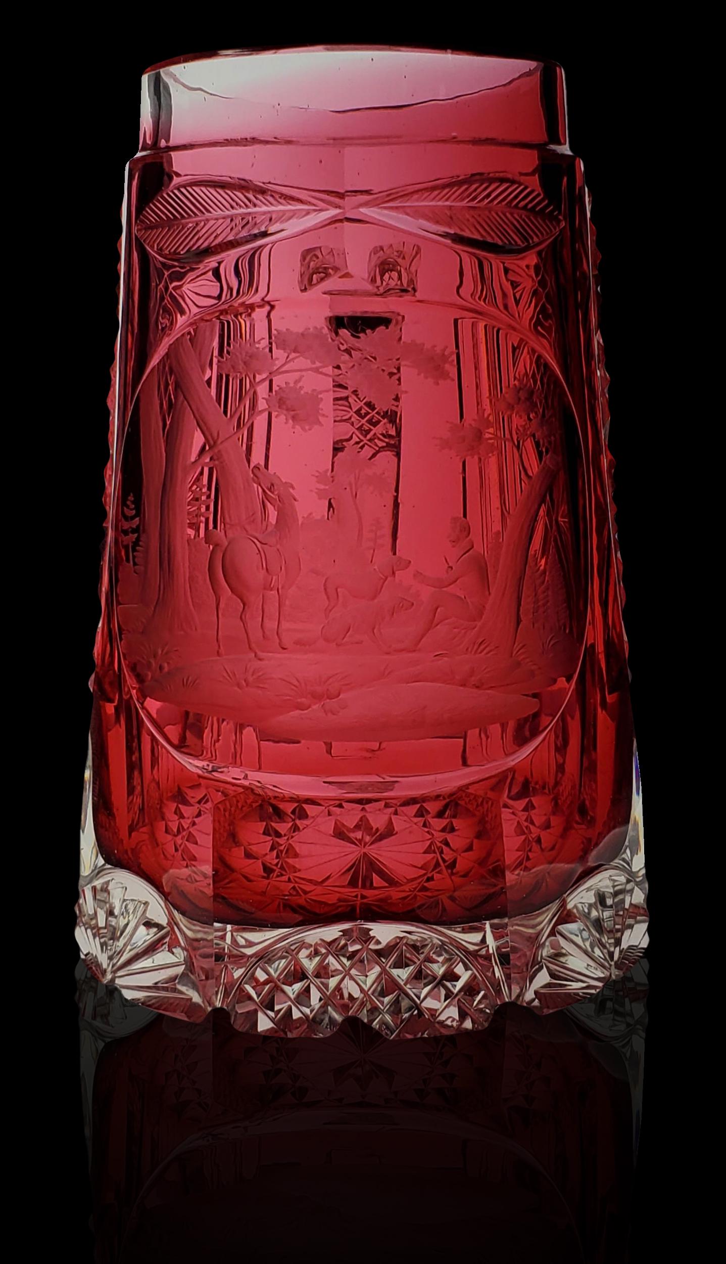 ABP Cut Glass Beer Stein, internally cased in cranberry (1 of 14)