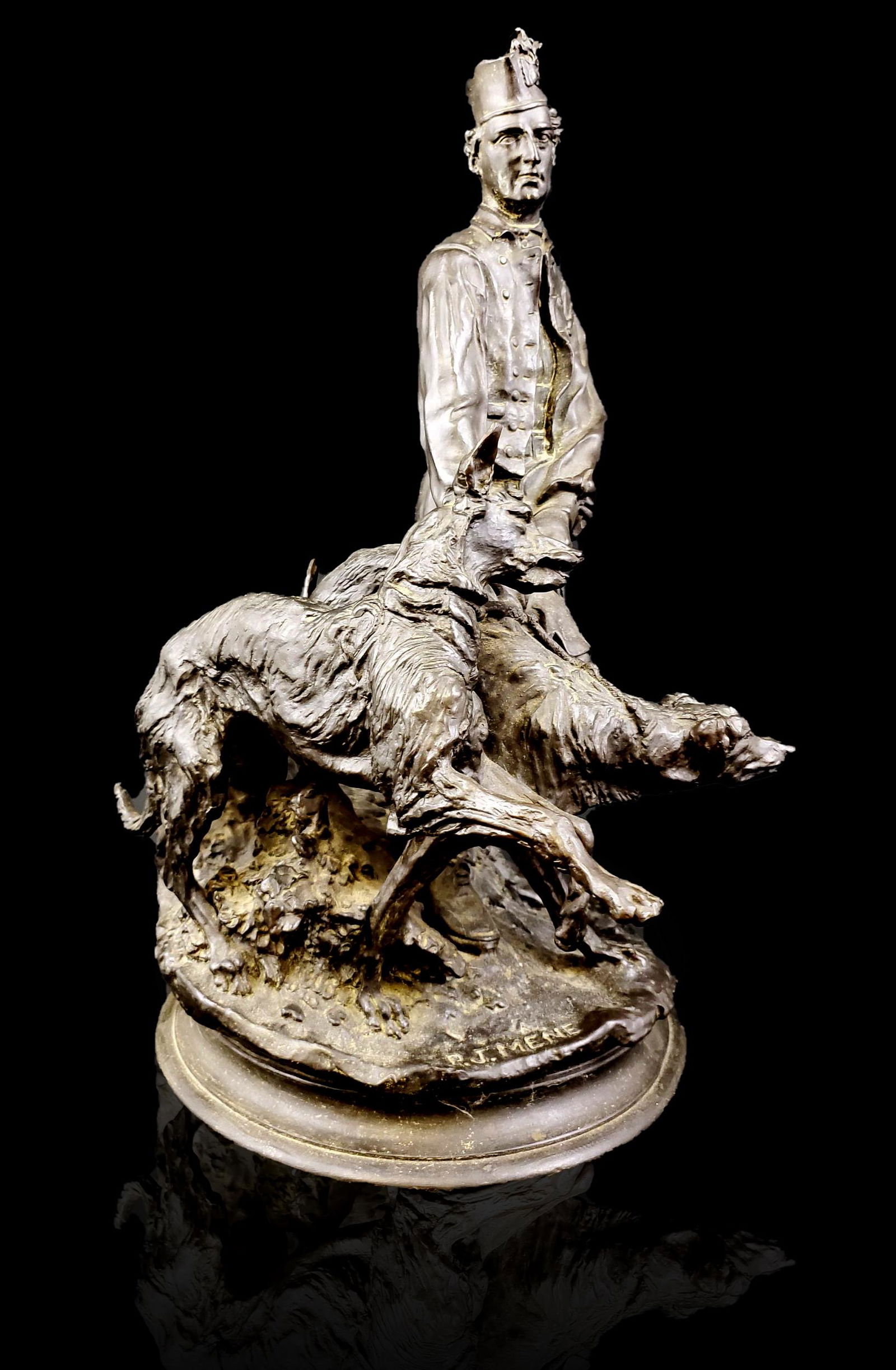 Antique Bronze Signed "P.J. Mene" of Scottish Hunter (1 of 20)
