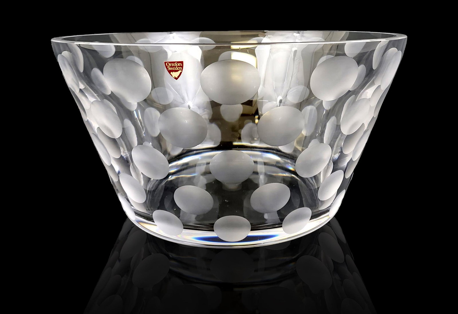 Signed Orrefors art glass bowl heavy 12.8 LBS: Signed Orrefors art glass bowl, heavy 12.8 LBS. Measures 12 1/4" x 6.5"