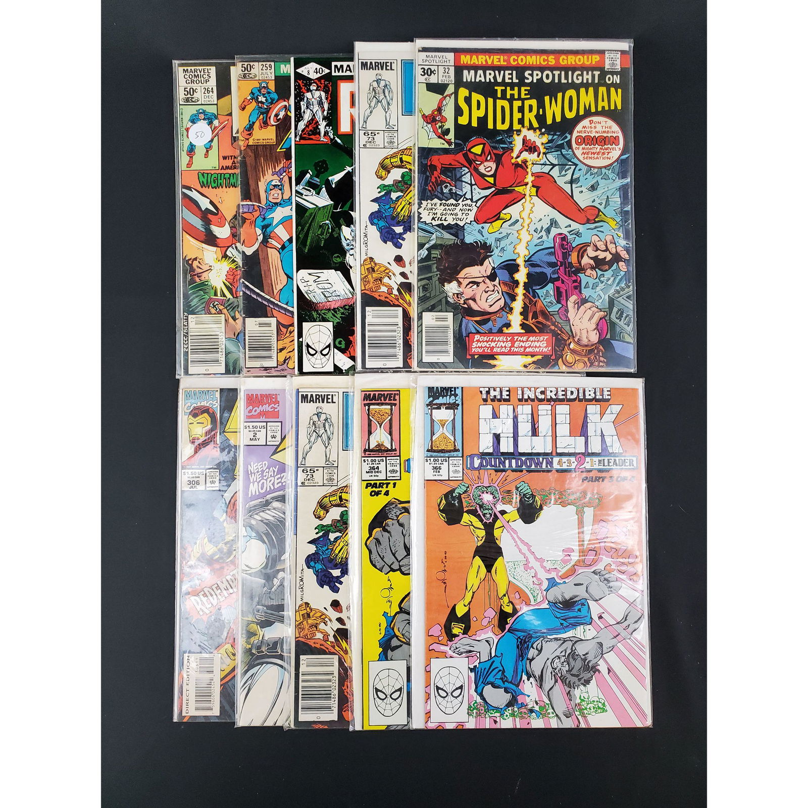 Lot of 10 Marvel Comics CAPTAIN AMERICA,ROM,HULK,&IRONM (1 of 11)