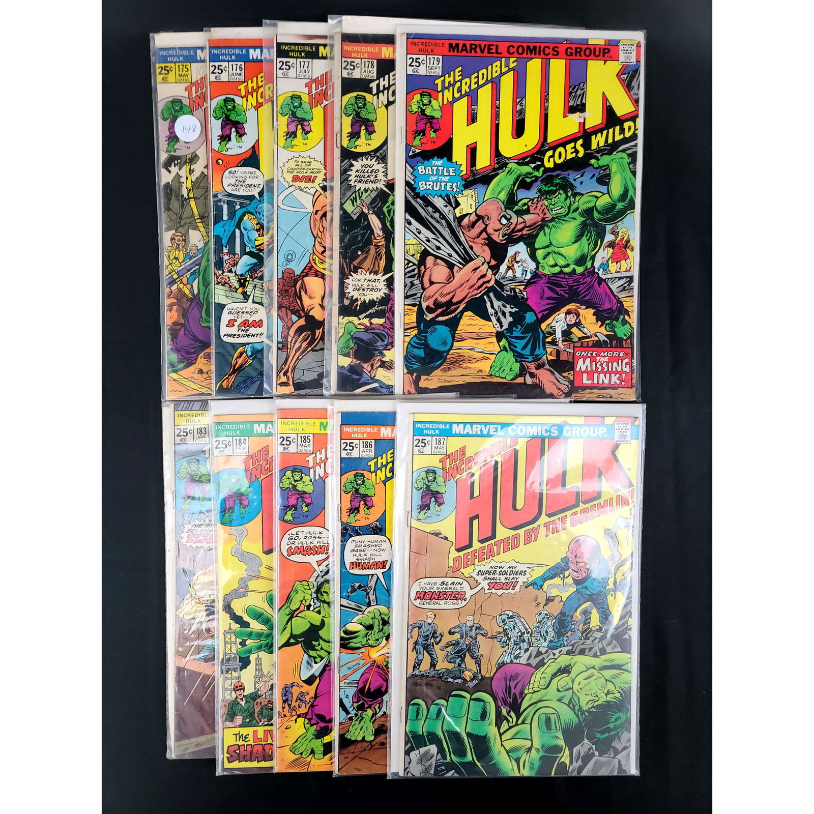 Lot Of 10 Vintage Marvel Comics The Incredible HULK (1 of 11)