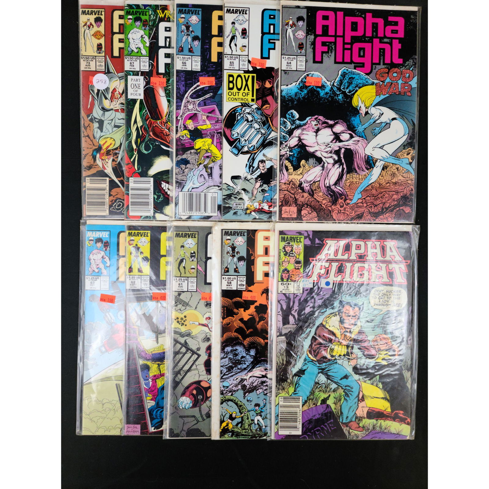 Lot Of 10 Vintage Marvel Comics Alpha Flight (1 of 11)