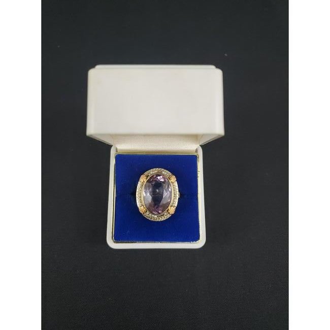 14K 2 Tone Amethyst / Seed Pearl Ring (1 of 11)