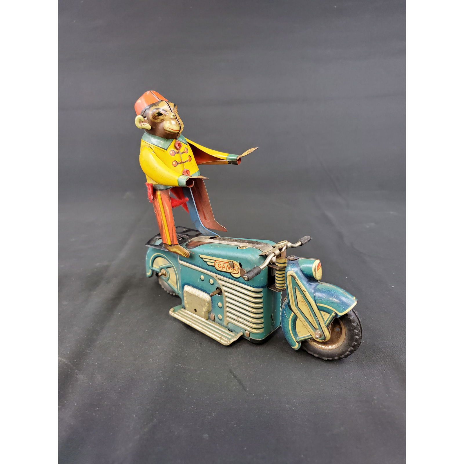 Germany Wind Up Tin Toy Monkey On Motorcycle GAMA 125 (1 of 13)