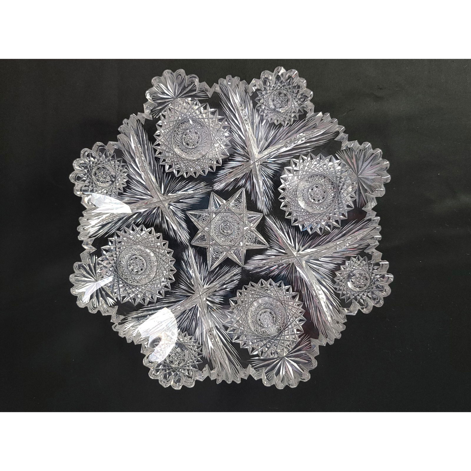 ABP cut glass signed Libbey bowl in "Neola" pattern (1 of 11)