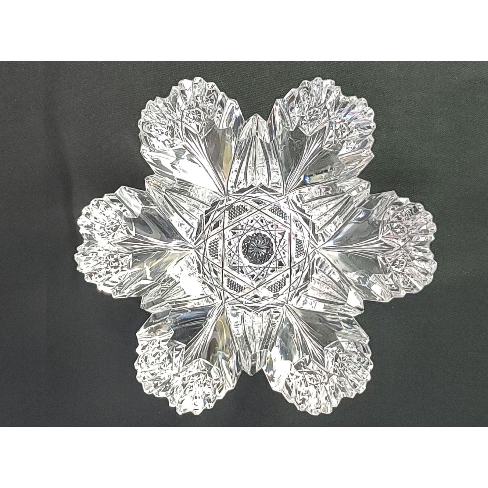 ABP cut glass gorgeous blowout dish, signed Hawkes (1 of 11)