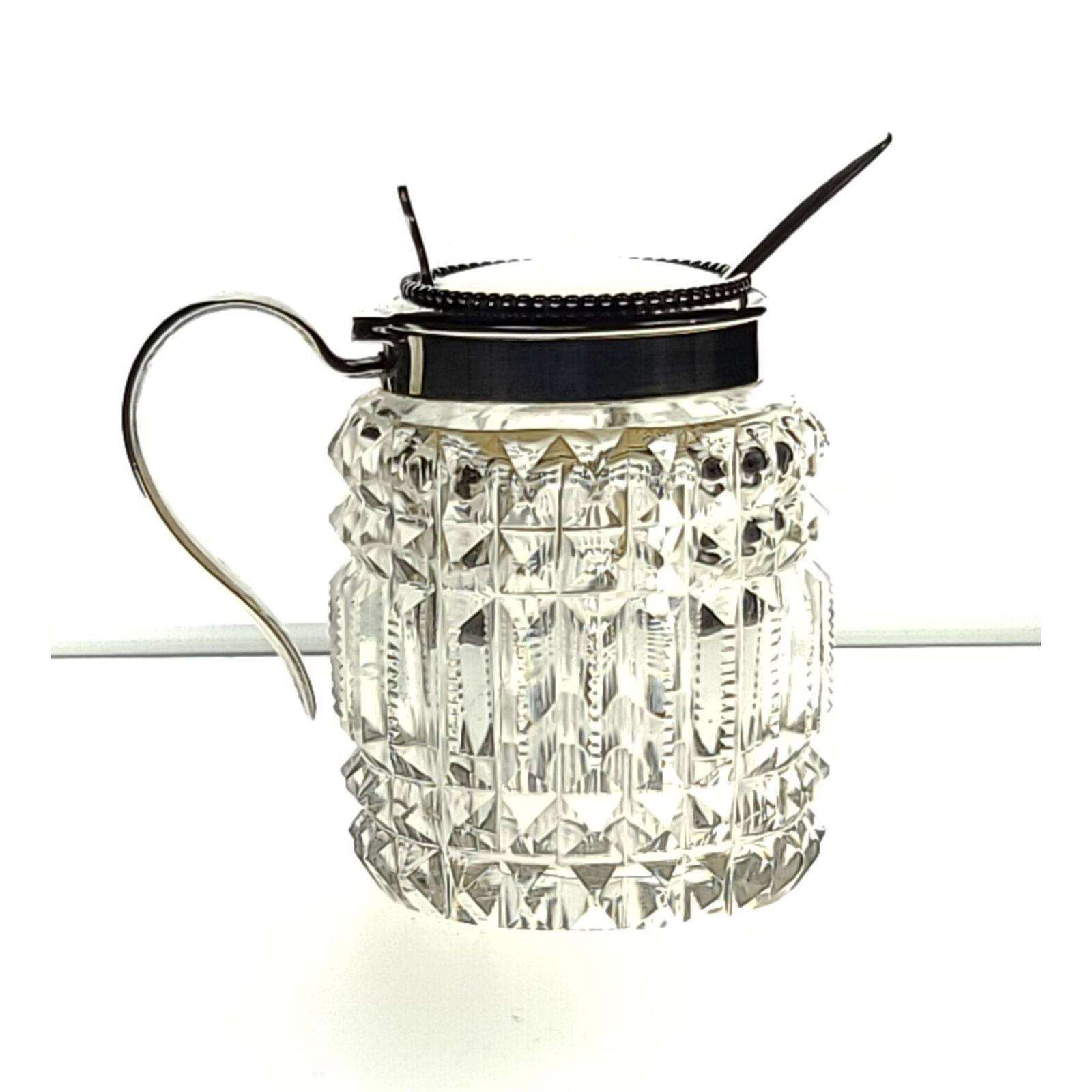 ABP cut glass mustard jar with Wilcox sterling silver (1 of 11)