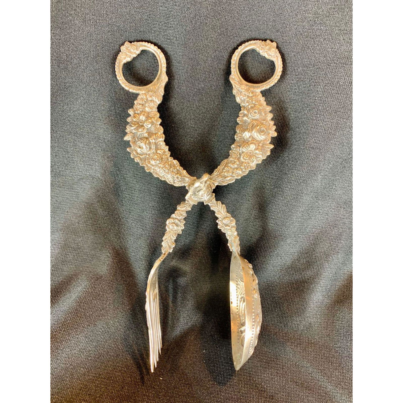 Antique Sterling Silver Serving Piece Fork/spoon 300 Gr (1 of 7)