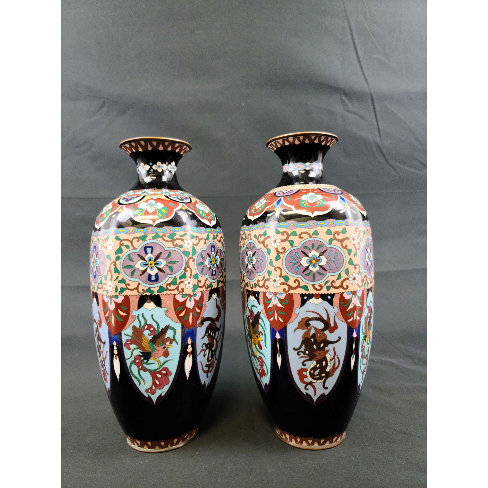 Pr of large Japanese Cloisonne  vases 19th century (1 of 12)