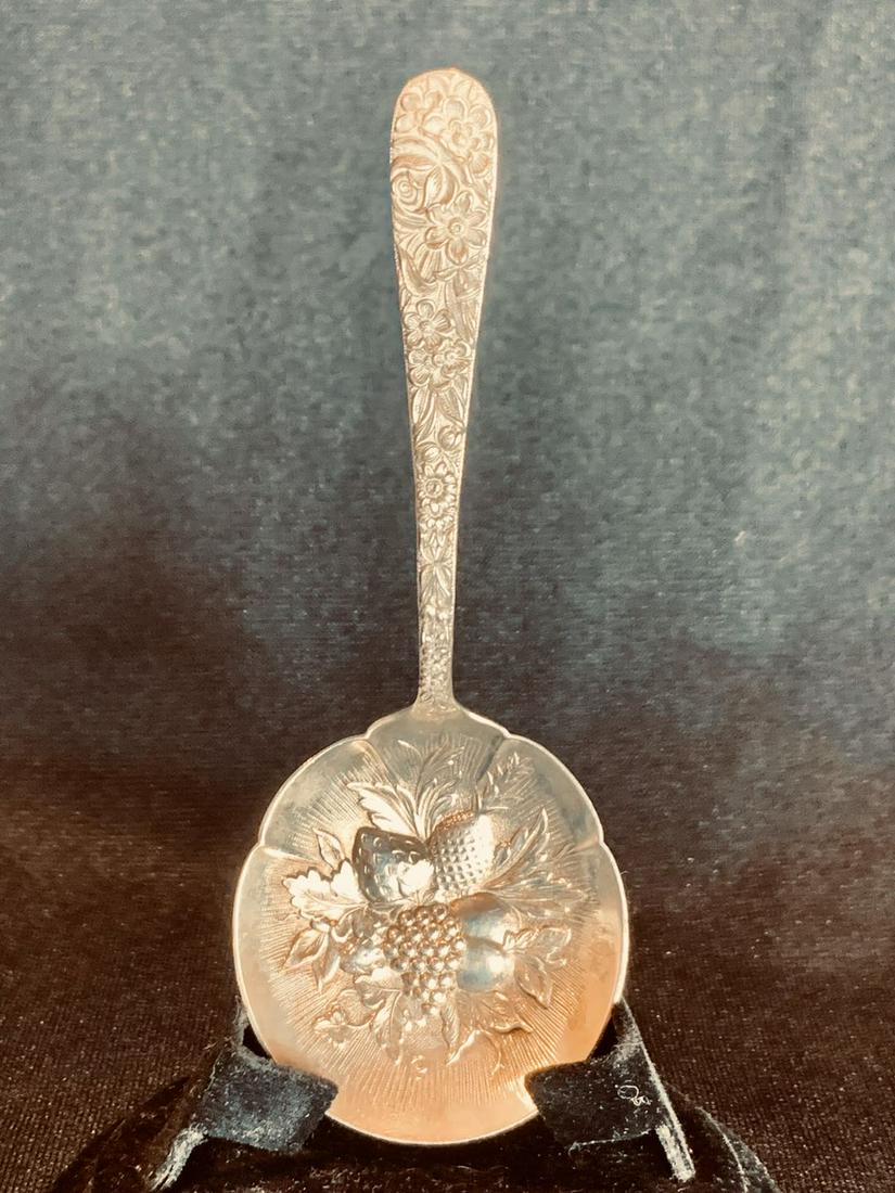 S. Kirk and Sons sterling silver berry spoon 28 Grams: S. Kirk and Sons sterling silver berry spoon 5.25” length total weight 28 grams.
