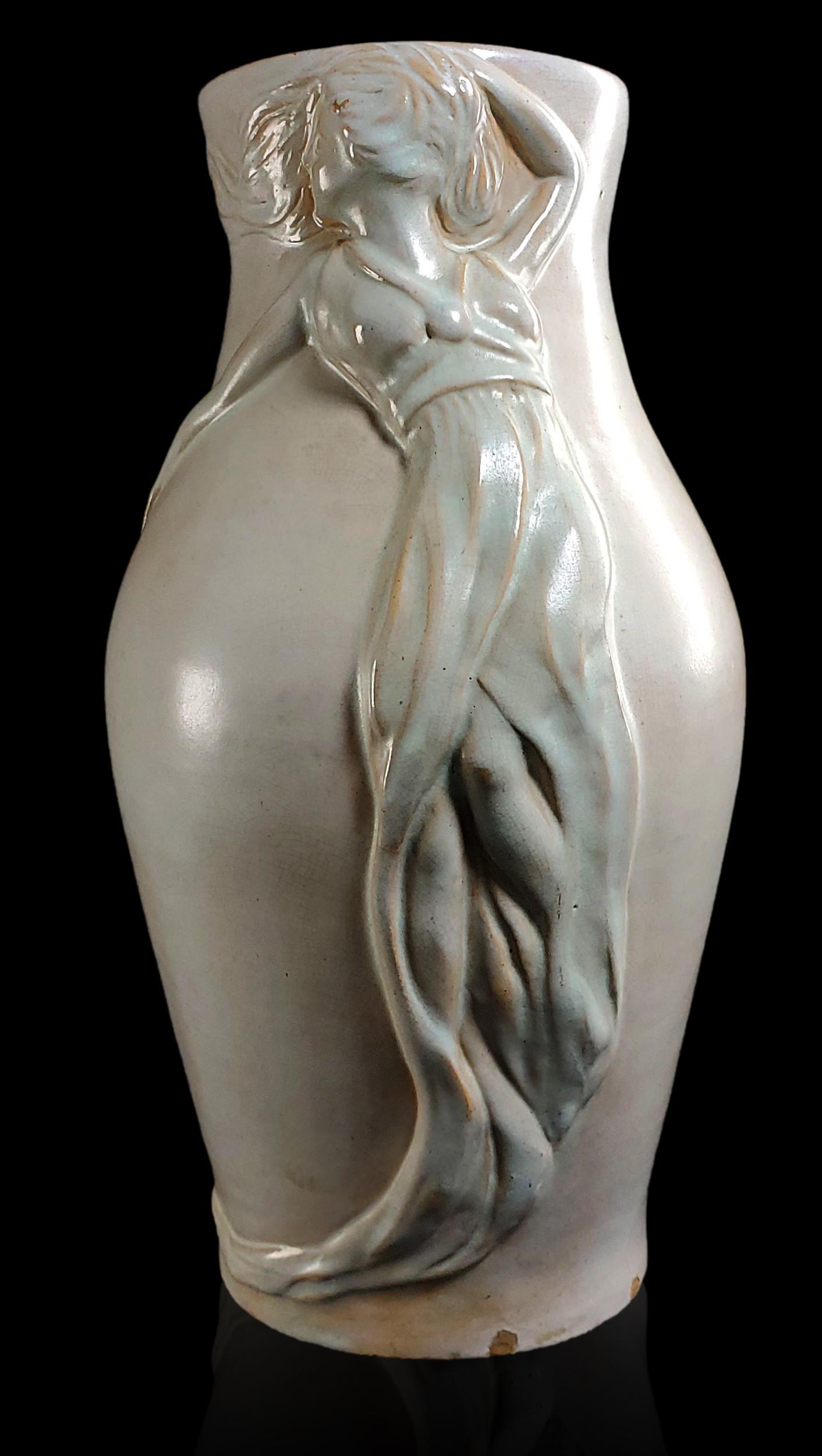 Signed Art Deco Vase with a lady C.T. Bouton (1 of 20)