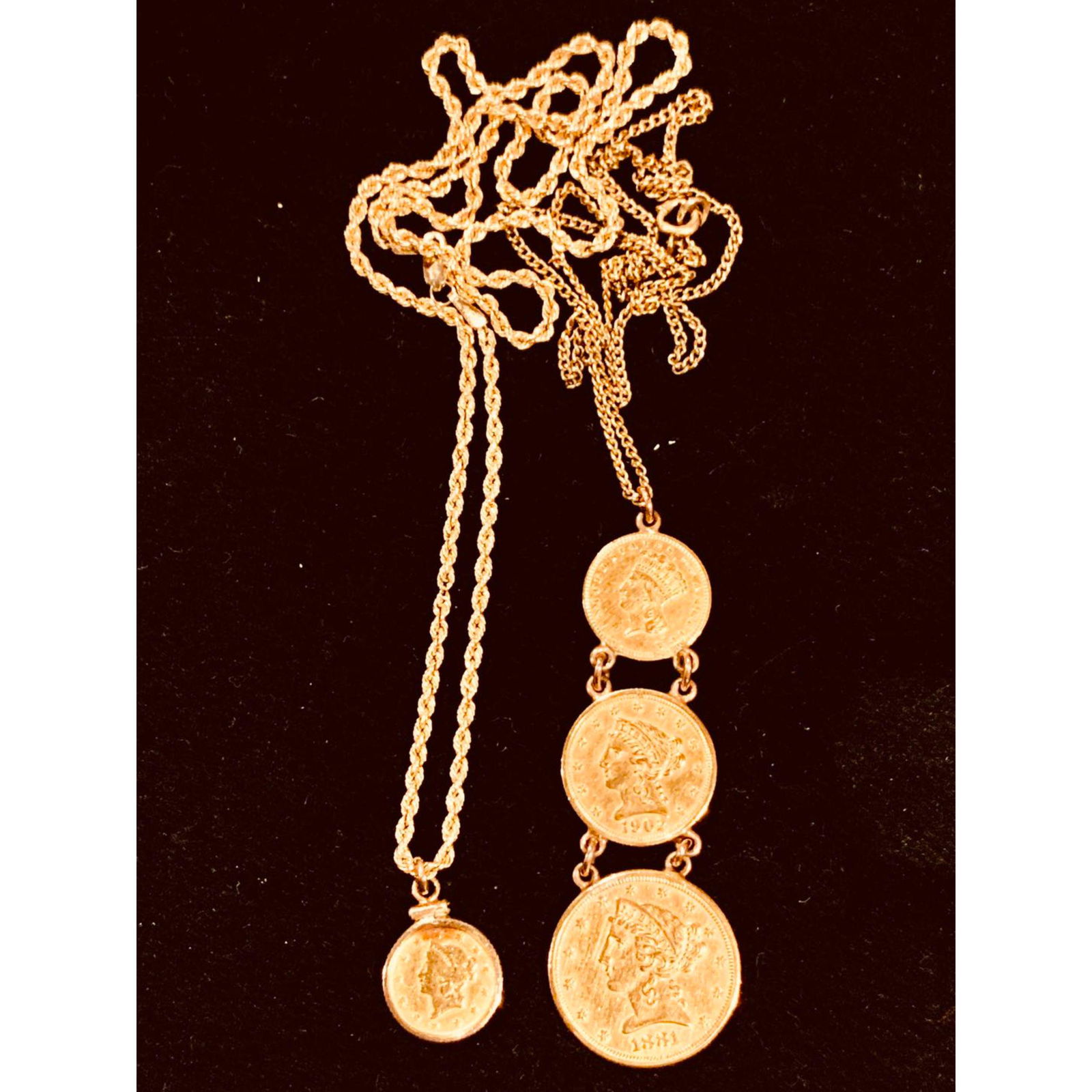 Two gold coin necklaces total weight 21.5 grams. 4 coin (1 of 11)
