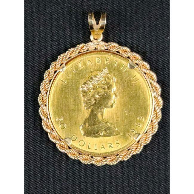 14 K Bezel 36 G Canadian Maple Leaf Gold Coin (1 of 10)