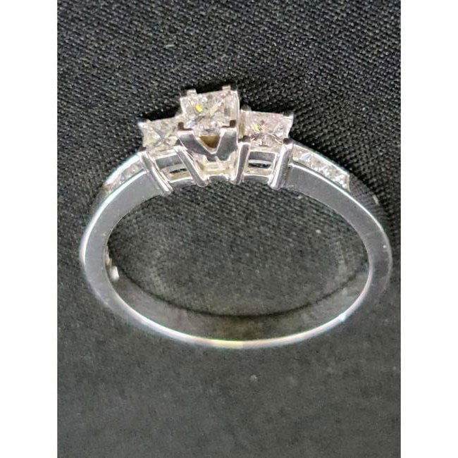 14K White gold Ring w/Princess Cut Diamond 0.5ctw 2.83g (1 of 9)