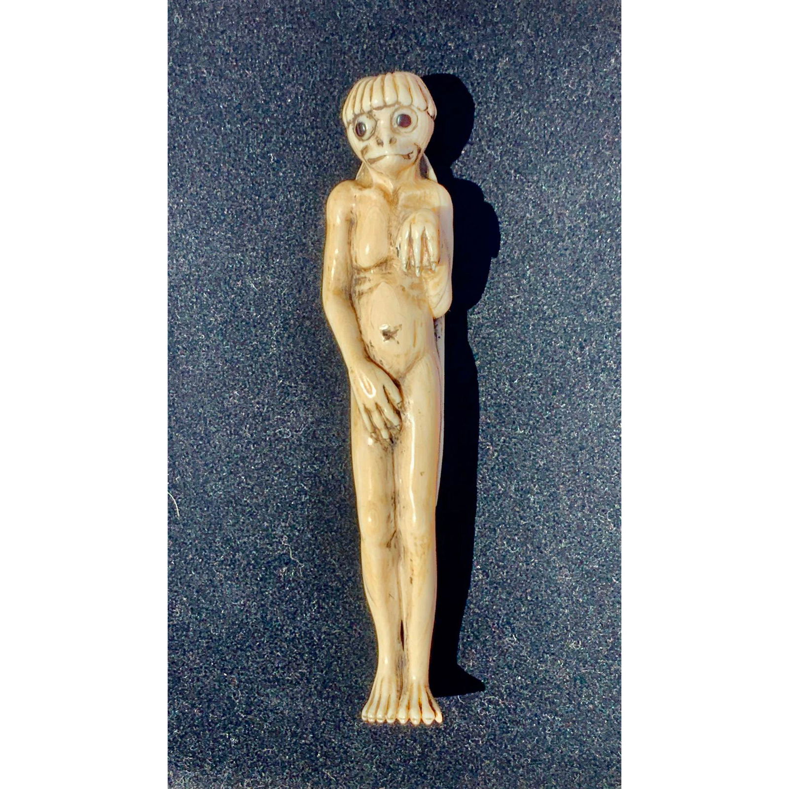 RARE 18th C Edo Pd KAPPA Carved Long Legged Bird Man (1 of 11)