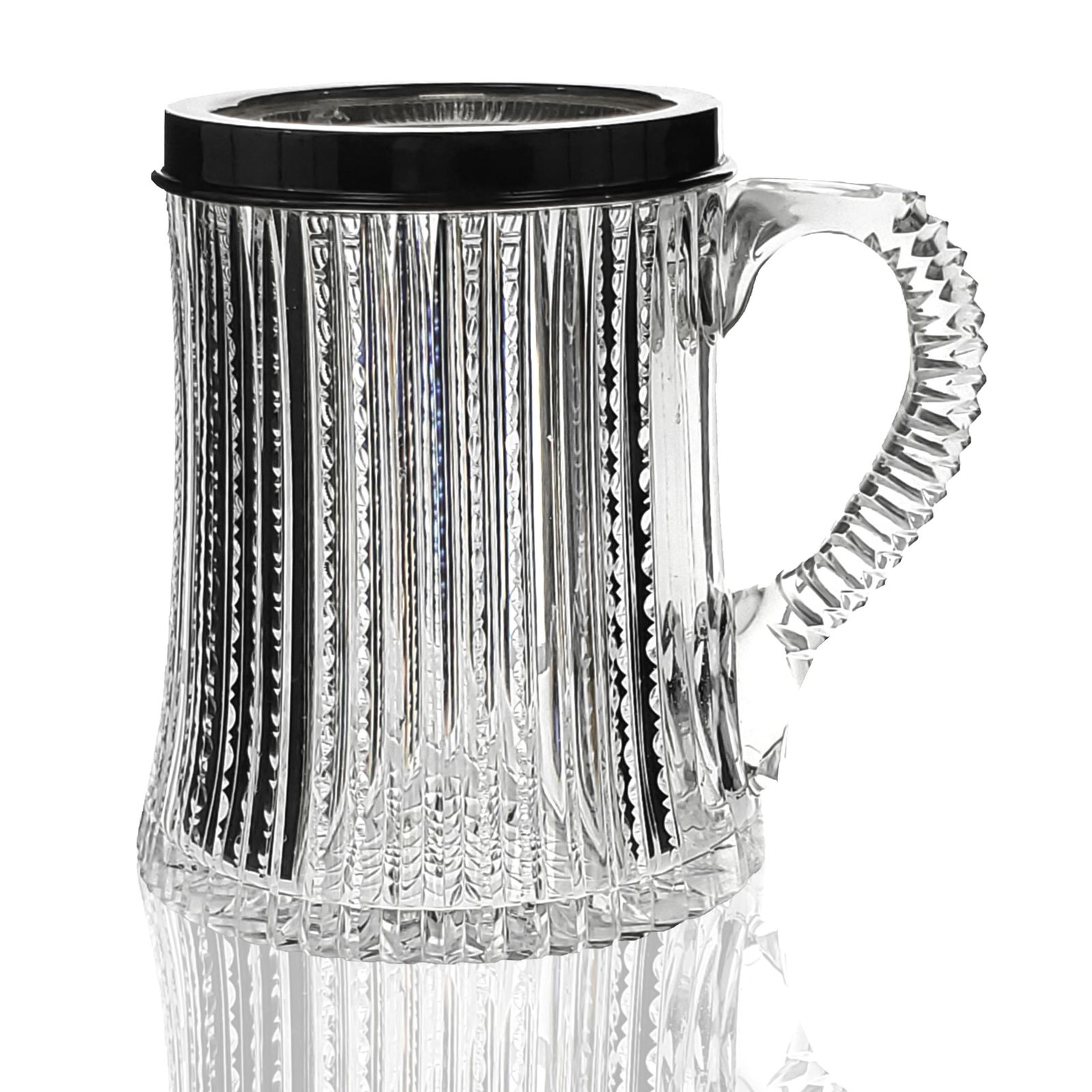 Lg ABP cut glass beer stein with sterling silver rim (1 of 20)