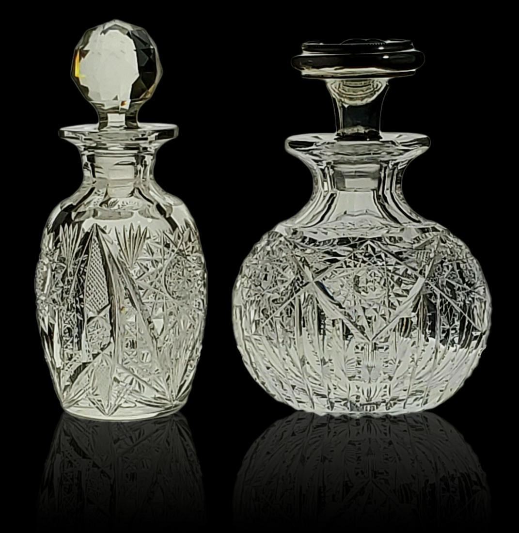 Lot Of 2 ABP cut glass cologne bottle w/ sterling top (1 of 18)