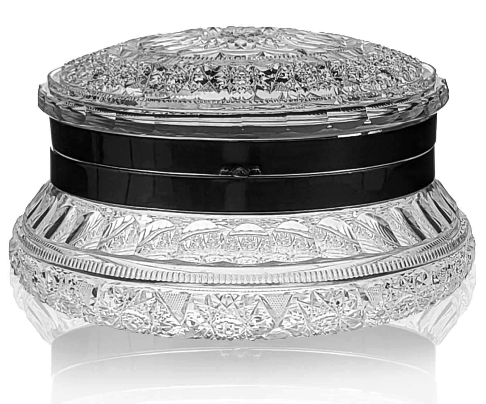 ABP LG cut glass Jewel / Puff box in "ABERDEEN" pattern (1 of 17)